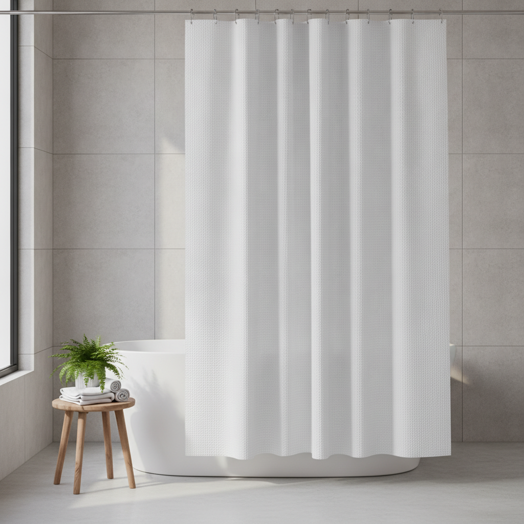 Shower Curtain White Waffle